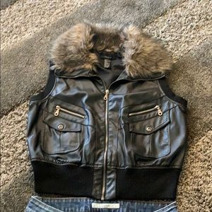 Black faux leather Moto style vest. NWOT. XL